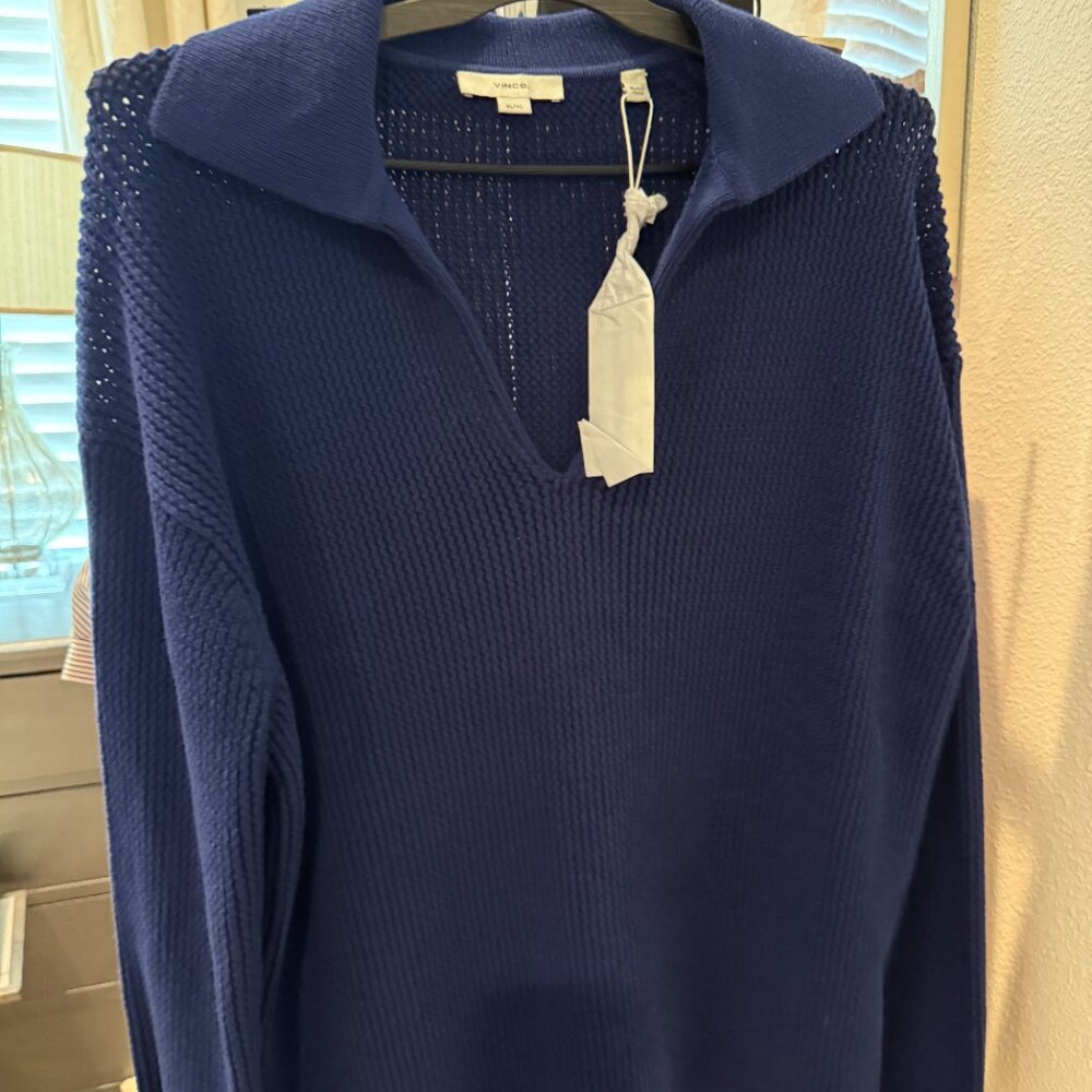 Vince Caspian Blue Polo Neck Sweater